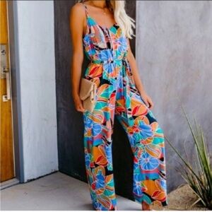 NWT Aakaa tropical print jumpsuit Size S
